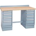 Lista International Technical Workbench w/4 Drawer Cabinets, Butcher Block Top - Gray XSTB60-60BT/LG
